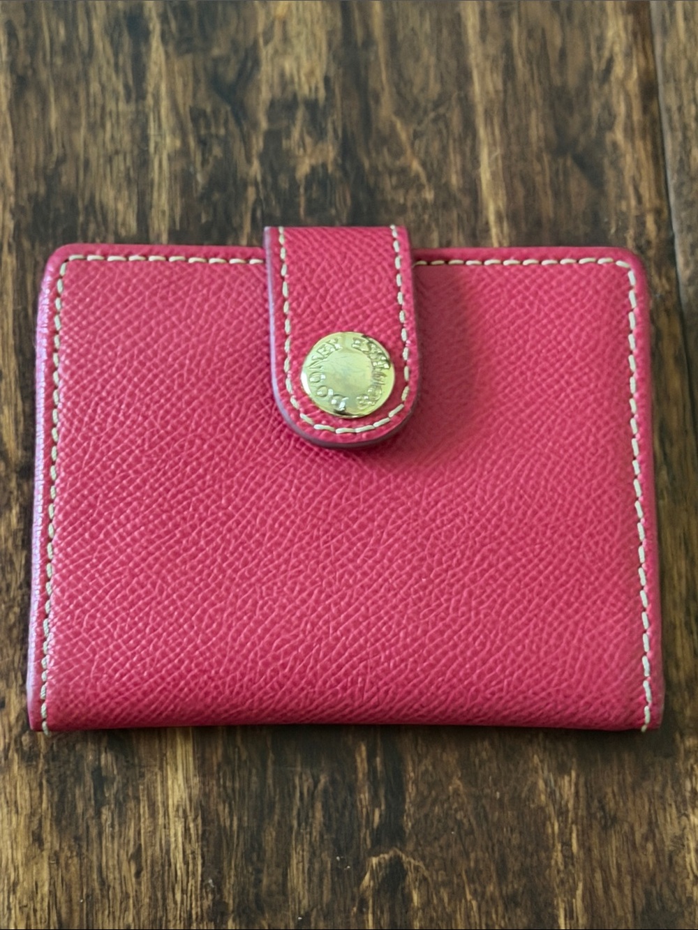 Dooney Bourke Pink Leather Snap Card Wallet